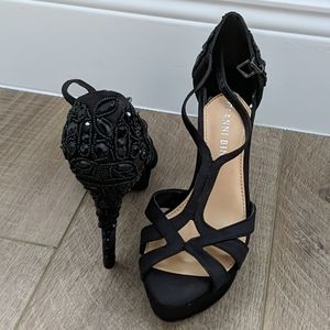 Geneva Black Beaded Heels